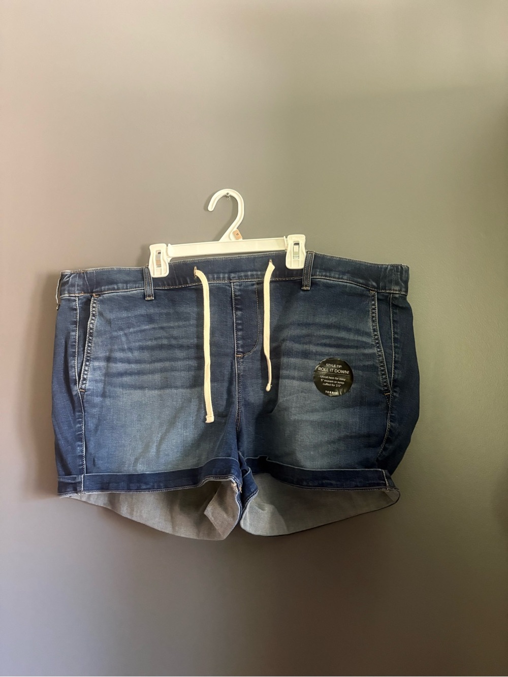 torrid Dark Blue Drawstring Denim Shorts